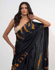 ETHNIC FUSION PRINTED BATIK INSPIRED SILK SAREE
