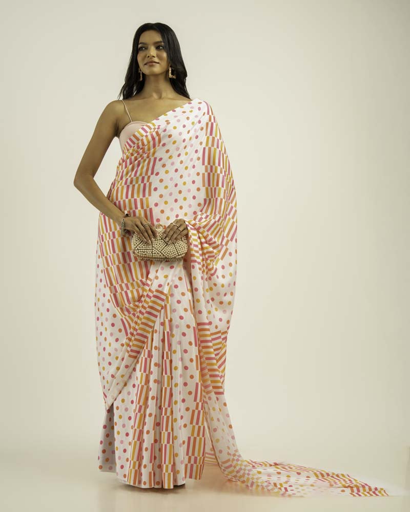 ETHNIC FUSION PRINTED BATIK INSPIRED SILK SAREE
