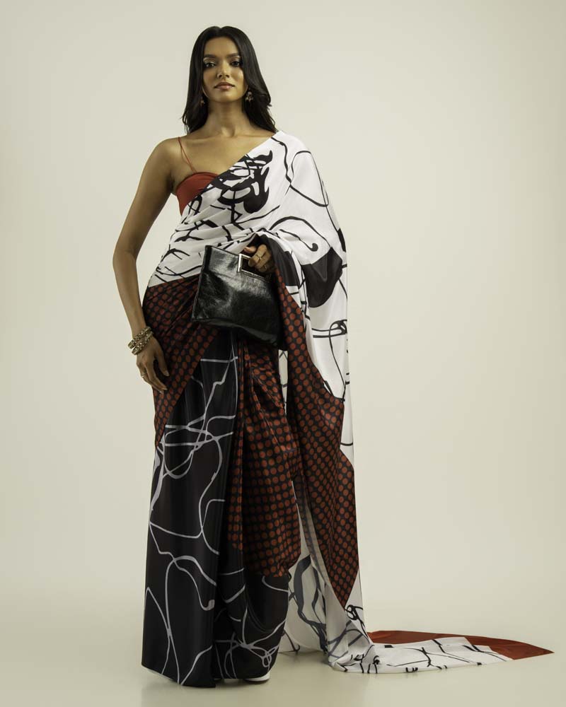 ETHNIC FUSION PRINTED BATIK INSPIRED SILK SAREE
