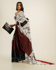 ETHNIC FUSION PRINTED BATIK INSPIRED SILK SAREE