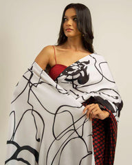 ETHNIC FUSION PRINTED BATIK INSPIRED SILK SAREE