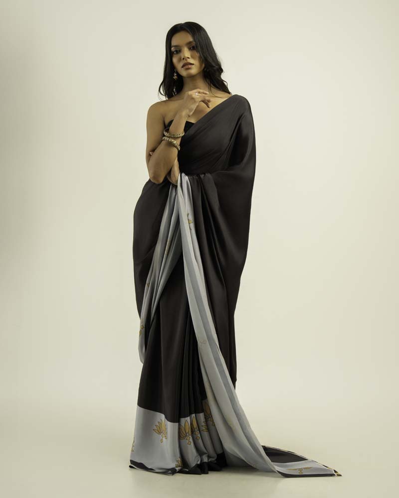ETHNIC FUSION PRINTED BATIK INSPIRED SILK SAREE