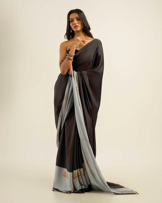 ETHNIC FUSION PRINTED BATIK INSPIRED SILK SAREE