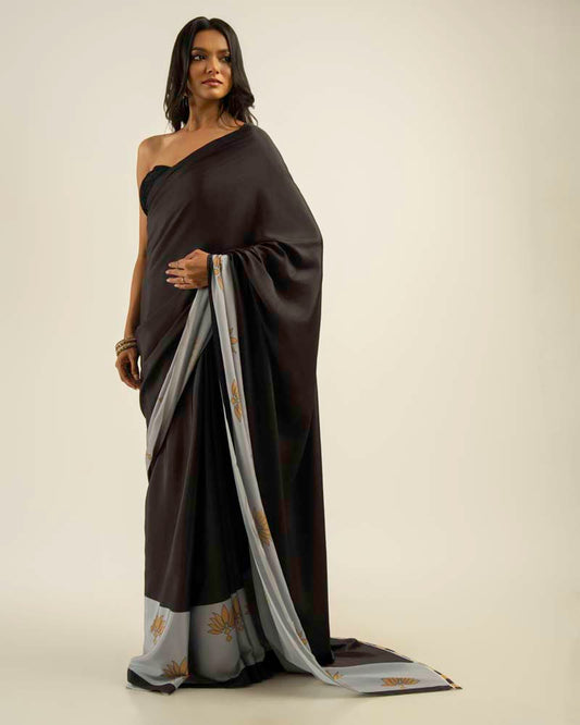 ETHNIC FUSION PRINTED BATIK INSPIRED SILK SAREE