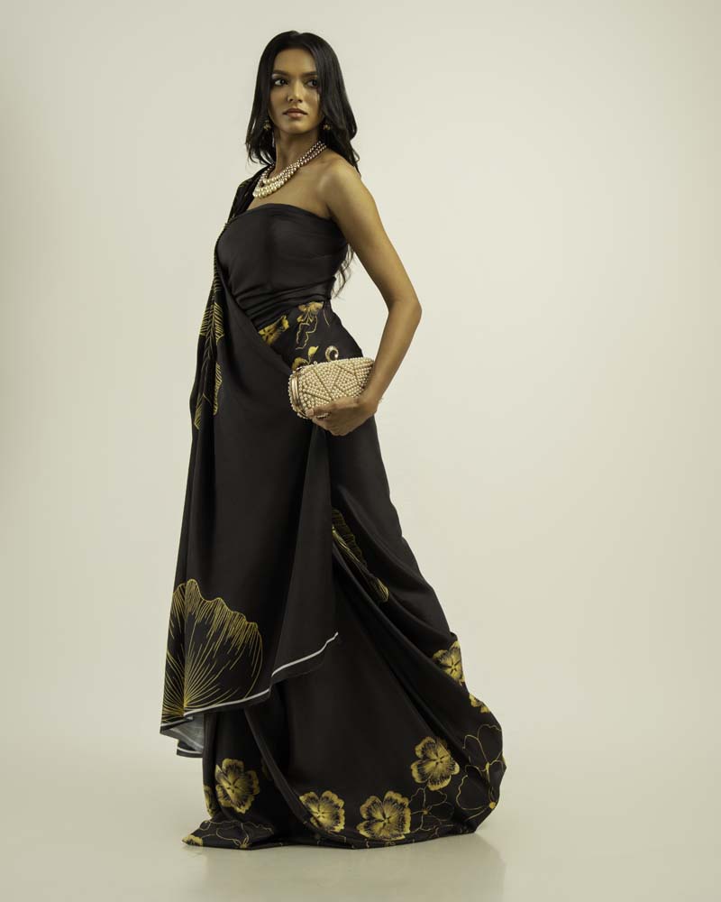 ETHNIC FUSION PRINTED BATIK INSPIRED SILK SAREE