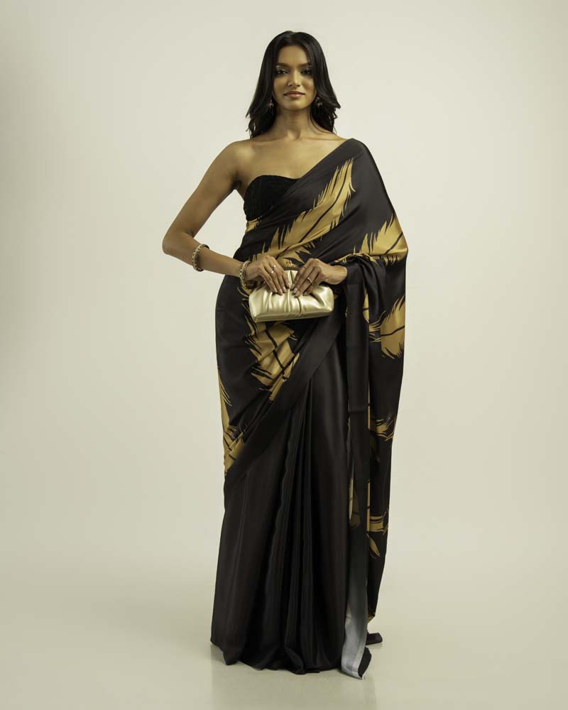 ETHNIC FUSION PRINTED BATIK INSPIRED SILK SAREE