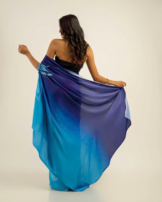 Ethnic Fusion Free Hand  Saree