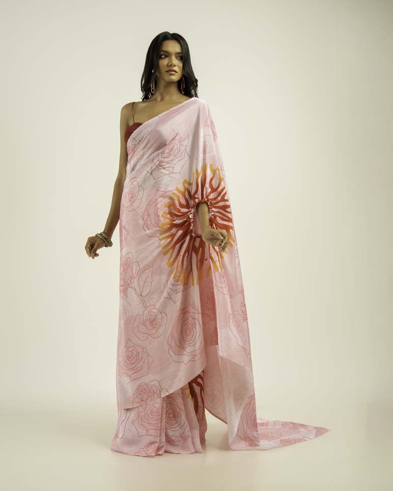 Ethnic Fusion Free Hand  Saree