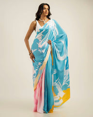 ETHNIC FUSION PRINTED BATIK INSPIRED SILK SAREE