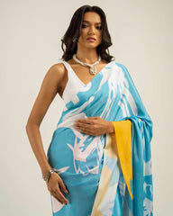 ETHNIC FUSION PRINTED BATIK INSPIRED SILK SAREE