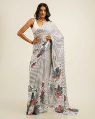 ETHNIC FUSION PRINTED BATIK INSPIRED SILK SAREE