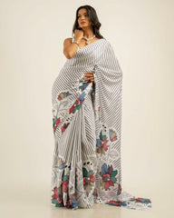 ETHNIC FUSION PRINTED BATIK INSPIRED SILK SAREE