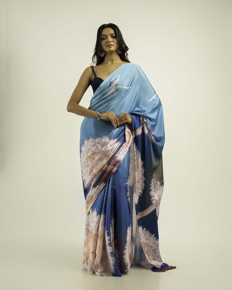 ETHNIC FUSION PRINTED BATIK INSPIRED SILK SAREE