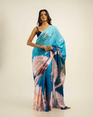 ETHNIC FUSION PRINTED BATIK INSPIRED SILK SAREE