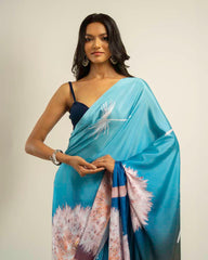 ETHNIC FUSION PRINTED BATIK INSPIRED SILK SAREE