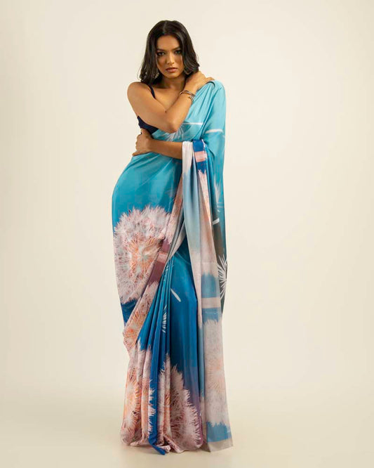 ETHNIC FUSION PRINTED BATIK INSPIRED SILK SAREE