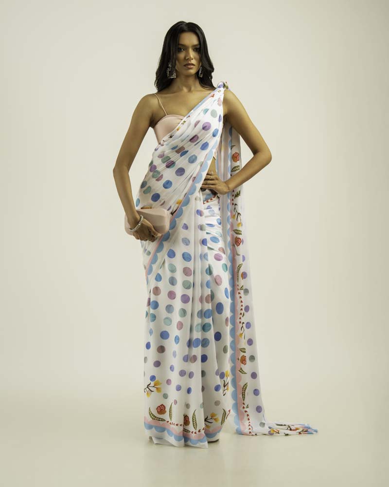 ETHNIC FUSION PRINTED BATIK INSPIRED SILK SAREE