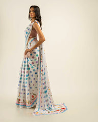 ETHNIC FUSION PRINTED BATIK INSPIRED SILK SAREE