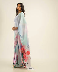 ETHNIC FUSION PRINTED BATIK INSPIRED SILK SAREE