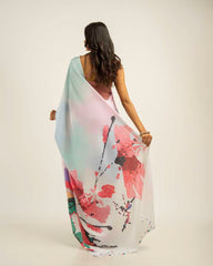 ETHNIC FUSION PRINTED BATIK INSPIRED SILK SAREE