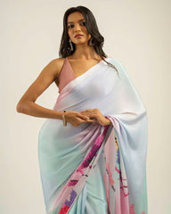 ETHNIC FUSION PRINTED BATIK INSPIRED SILK SAREE