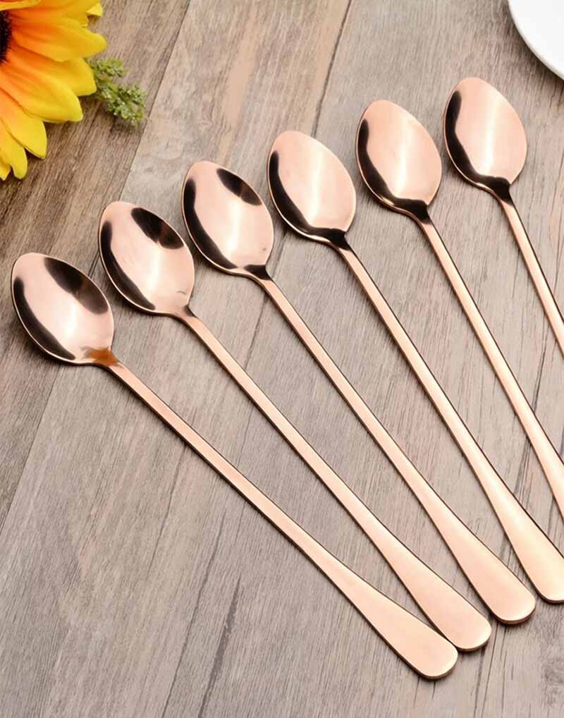 Long Handle Dessert Spoon Stainless Steel - 6pcs