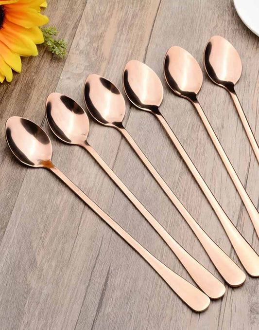 Long Handle Spoon Stainless Steel - 6pcs