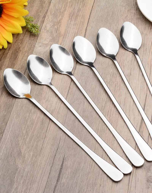 Long Handle Spoon Stainless Steel - 6pcs