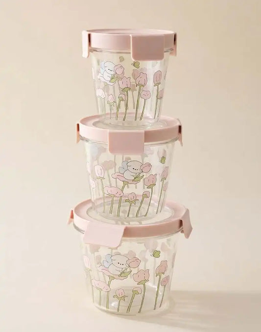 Transparent Round shape Kitchen Storage Containers 3pcs