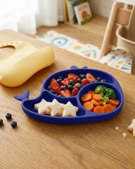 Kids Silicone Plate with Suction Cup - Non-slip Feeding Tray