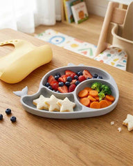 Kids Silicone Plate with Suction Cup - Non-slip Feeding Tray