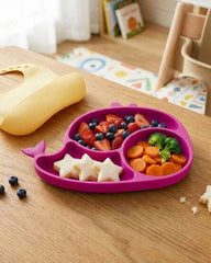 Kids Silicone Plate with Suction Cup - Non-slip Feeding Tray