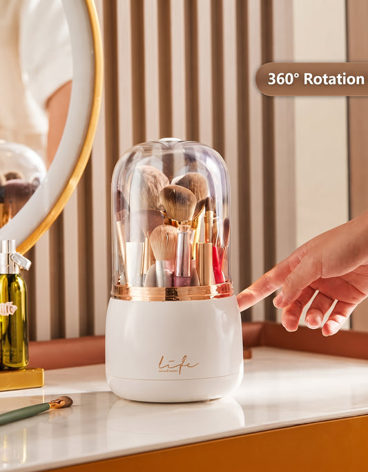 360° Rotating Makeup Brush Organizer