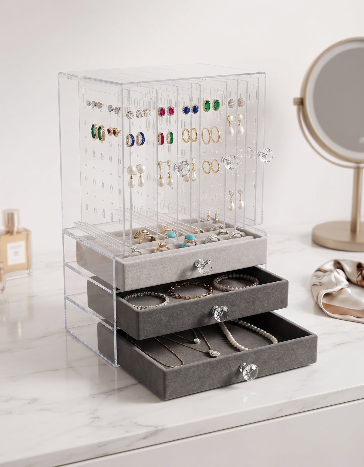 Transparent Jewelry Makeup Organizer