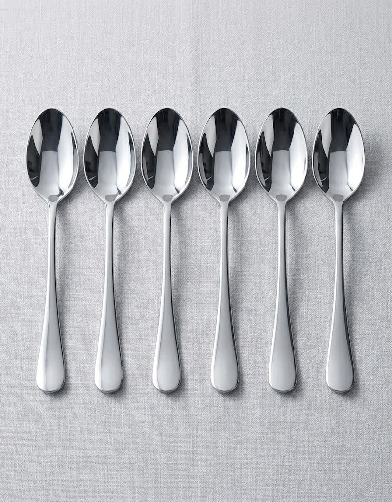 SILVER Stainless Steel Dessert Spoon Set of 6