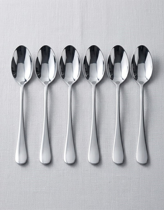 SILVER Stainless Steel Dessert Spoon Set of 6