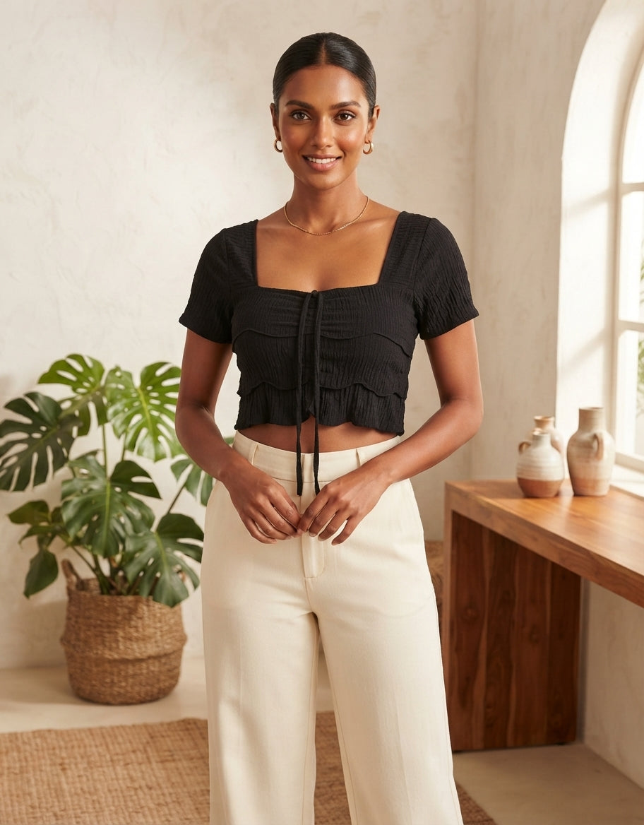 SHORT SLEEVE CROP TOP