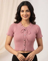 SHORT SLEEVE RIBBED TOP