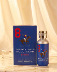 Beverly Hills Polo Club Sport No8 100ml Blue - Men`s Perfume- 100ml