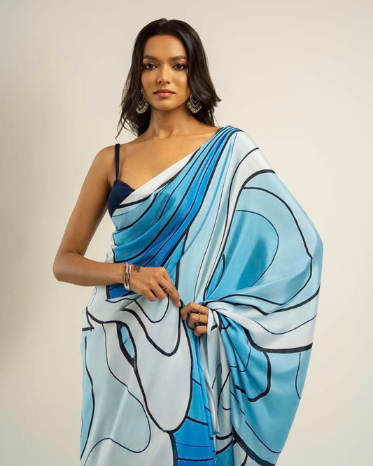 ETHNIC FUSION PRINTED BATIK INSPIRED SILK SAREE