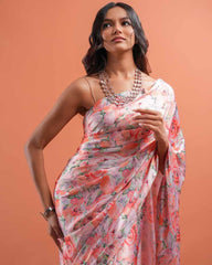 ETHNIC FUSION PRINTED SILK SAREE