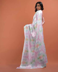 ETHNIC FUSION PRINTED SILK SAREE