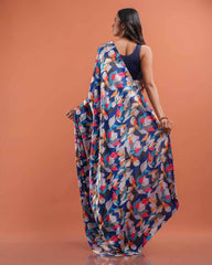 ETHNIC FUSION PRINTED SILK SAREE