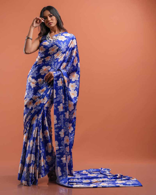 ETHNIC FUSION PRINTED SILK SAREE
