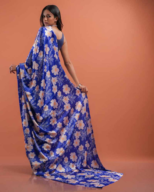 ETHNIC FUSION PRINTED SILK SAREE