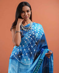ETHNIC FUSION PRINTED SILK SAREE