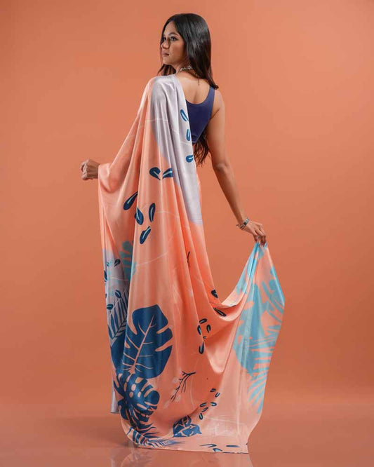 ETHNIC FUSION PRINTED SILK SAREE