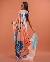 ETHNIC FUSION PRINTED SILK SAREE