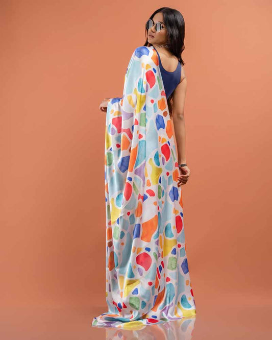 ETHNIC FUSION PRINTED SILK SAREE