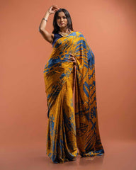 ETHNIC FUSION PRINTED SILK SAREE